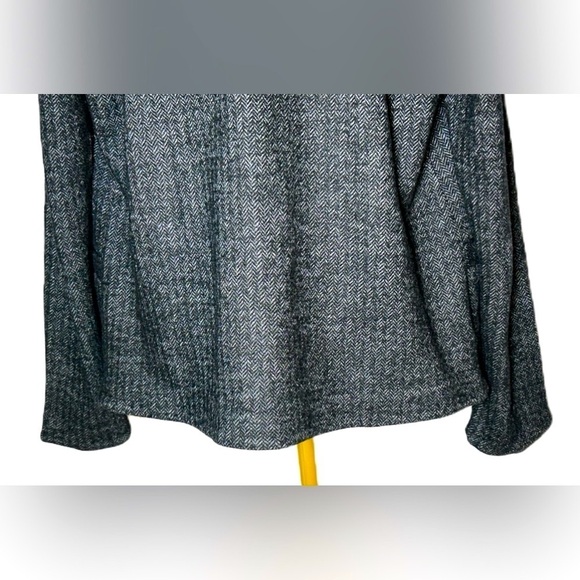 Eileen Fisher Wool Blend Gray & Black Open Tweed Blazer Stand Collar, Pockets SP - Picture 10 of 14